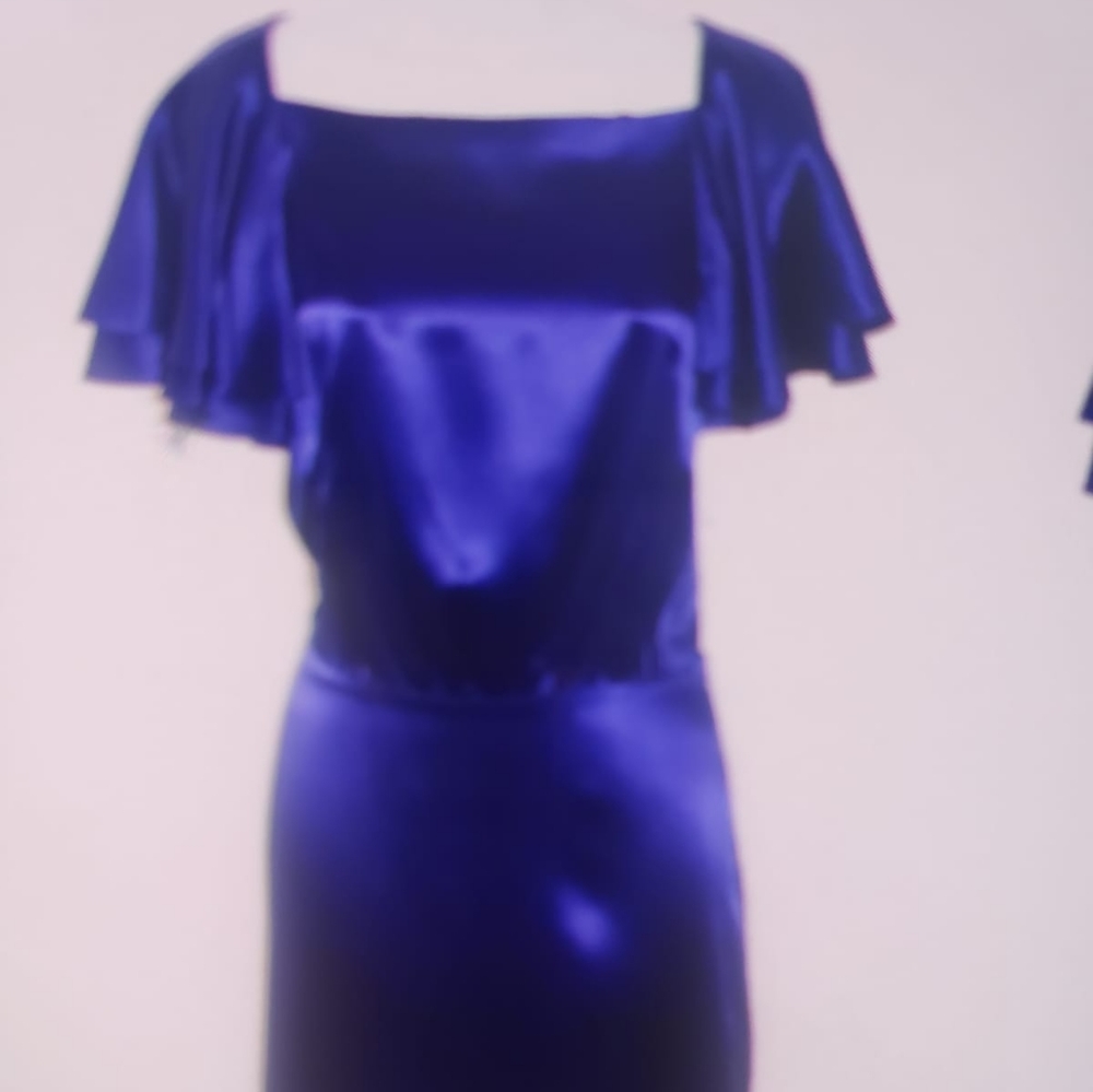Banana Republic silk dress blue cobalt flutter double sleeves size 2 nwot